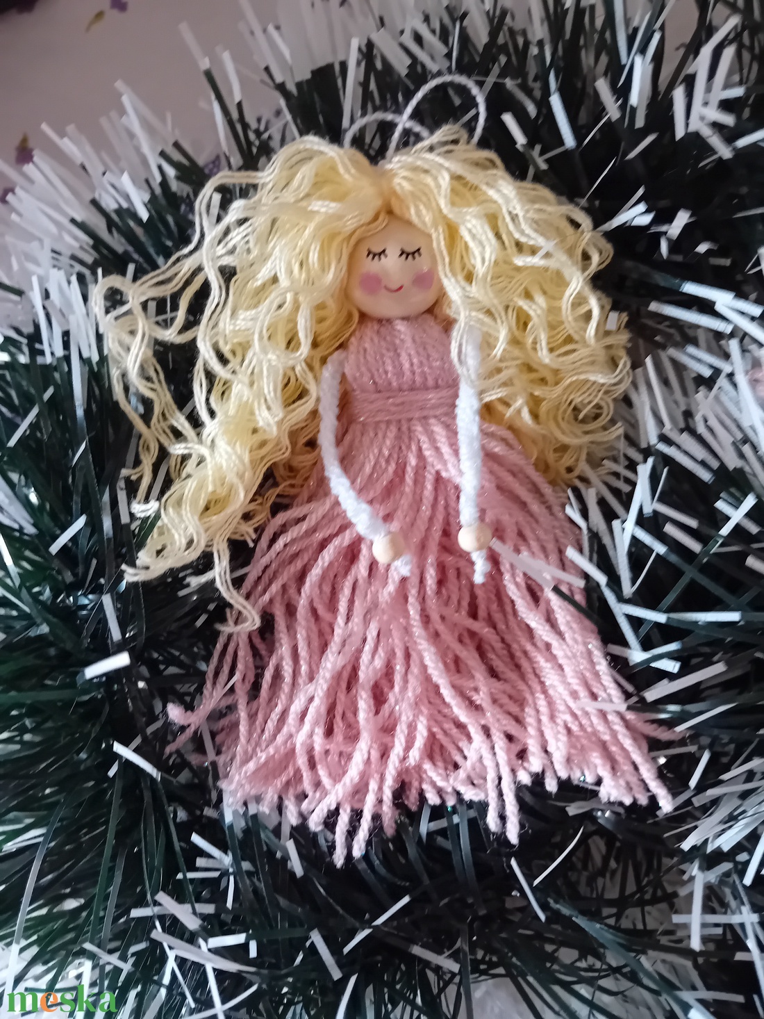 Karácsonyi fonal angyal - karácsony - karácsonyi lakásdekoráció - karácsonyfadíszek - Meska.hu