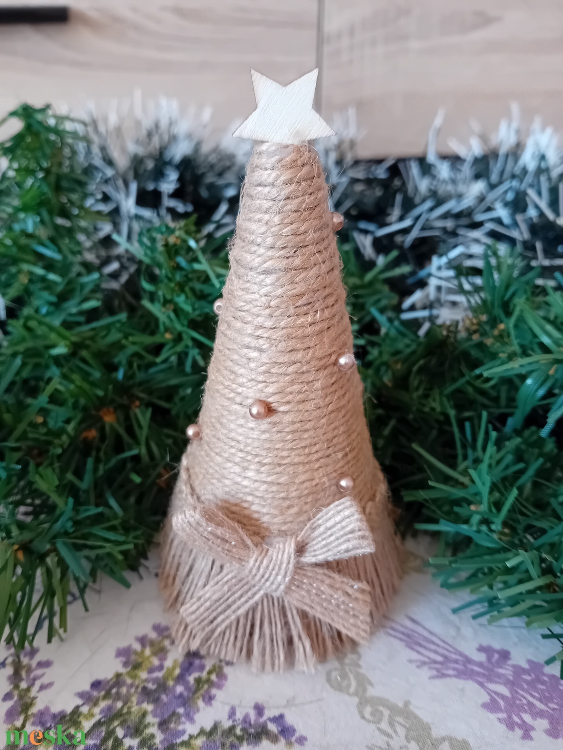 Natúr fenyőfa dekoráció - karácsony - adventi díszek - adventi asztaldísz - Meska.hu