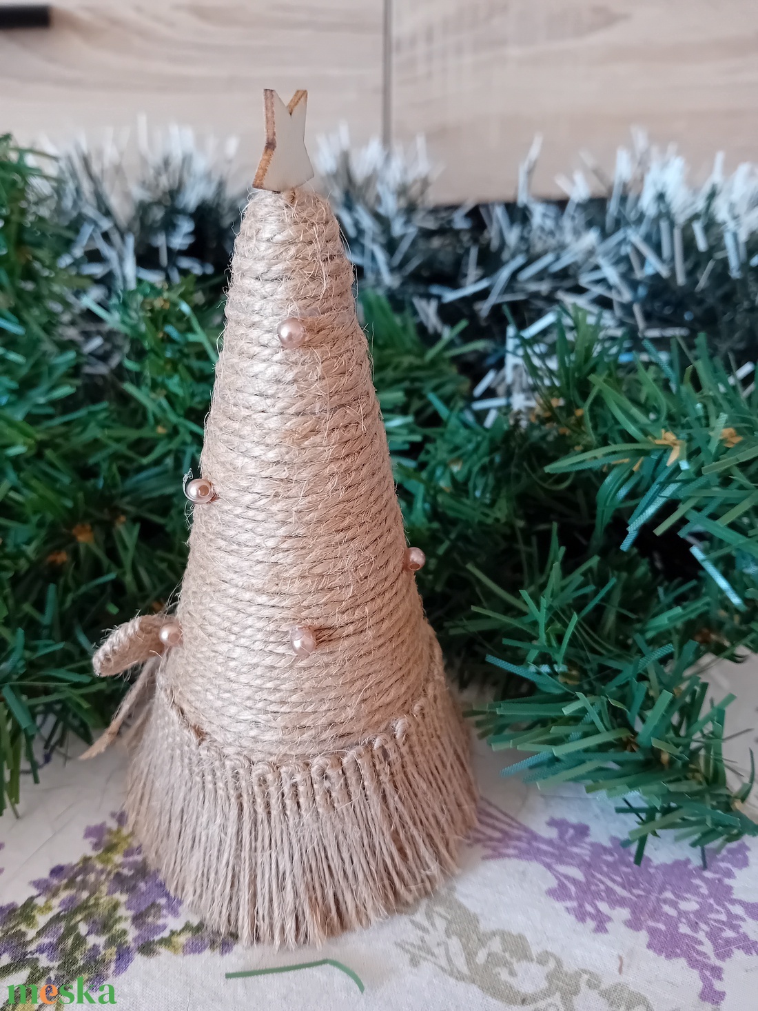 Natúr fenyőfa dekoráció - karácsony - adventi díszek - adventi asztaldísz - Meska.hu