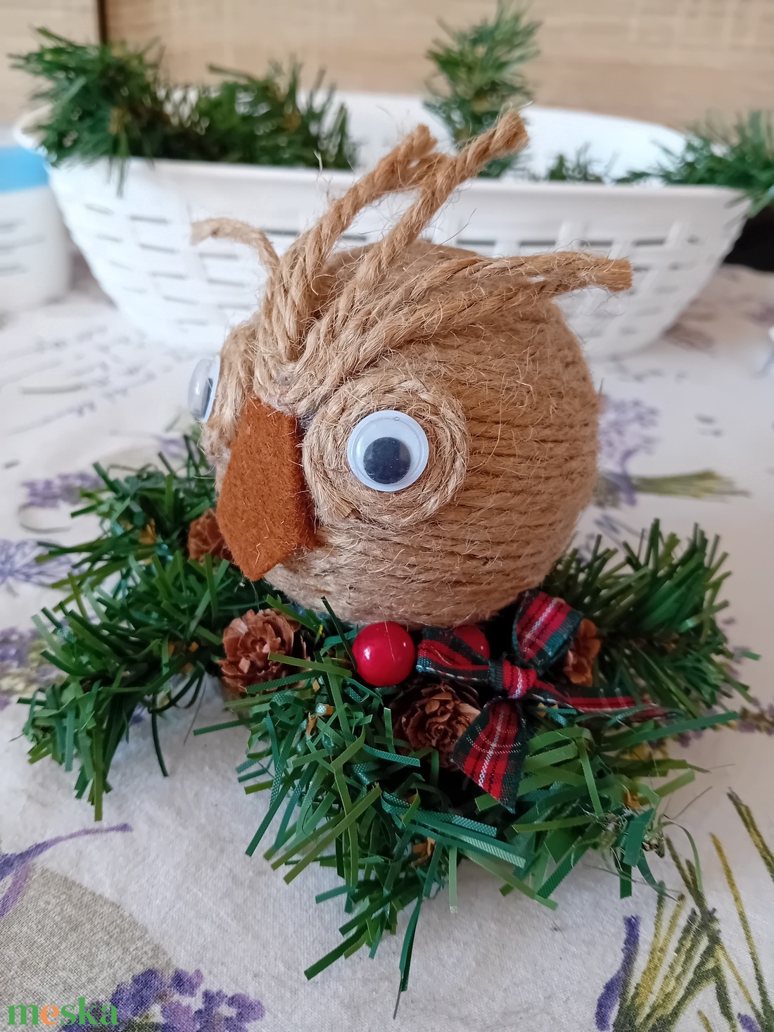 Karácsonyi bagoly asztalsísz - karácsony - karácsonyi lakásdekoráció - ünnepi asztaldekoráció - Meska.hu