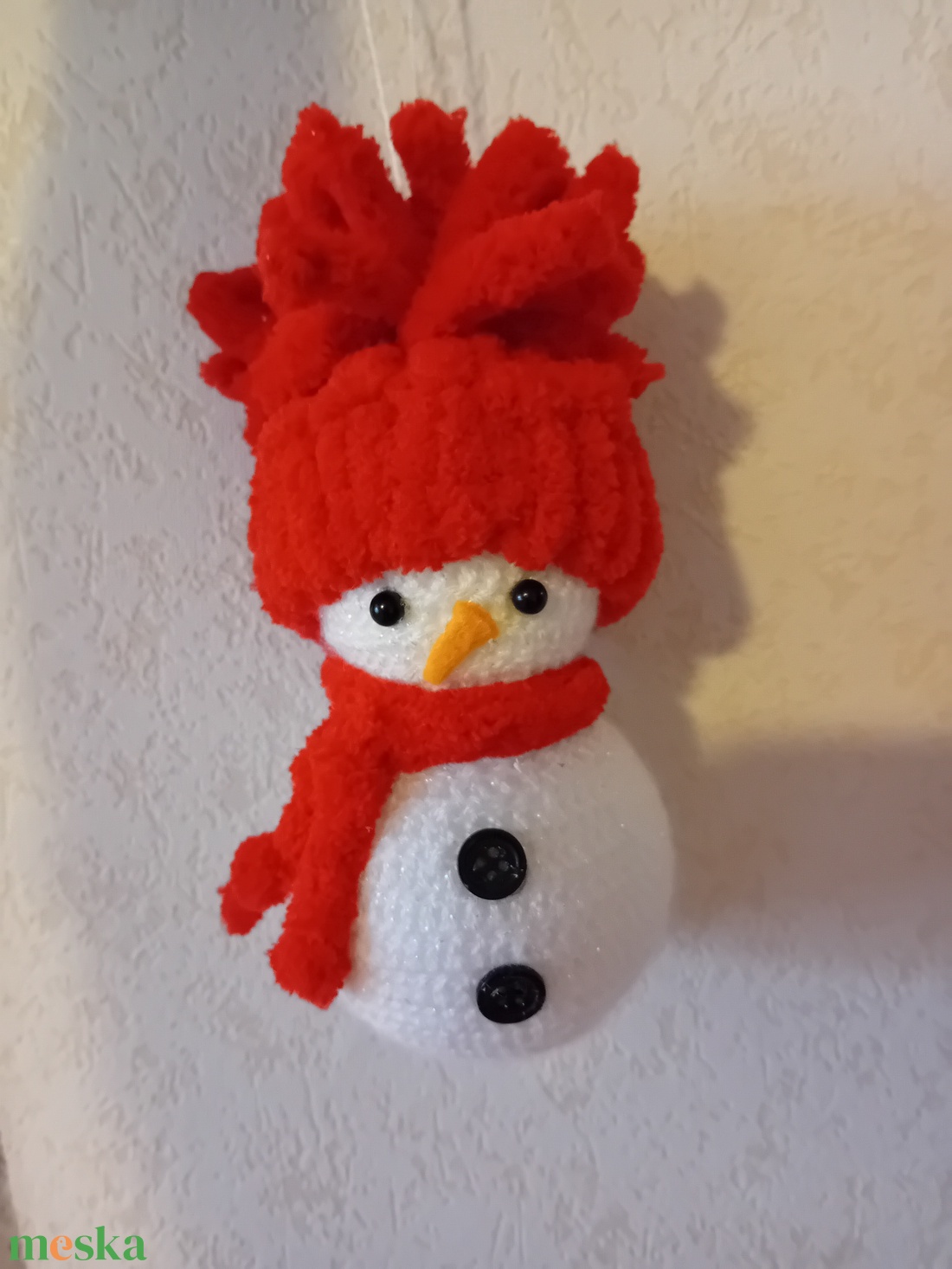 Horgolt hóember figura - karácsony - karácsonyi lakásdekoráció - karácsonyi manók, figurák - Meska.hu