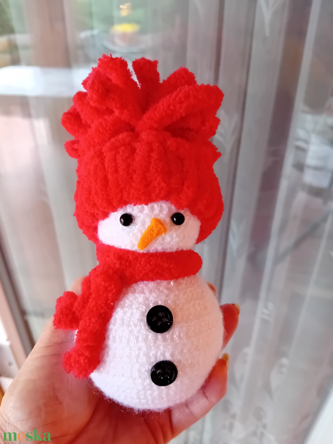 Horgolt hóember figura - karácsony - karácsonyi lakásdekoráció - karácsonyi manók, figurák - Meska.hu