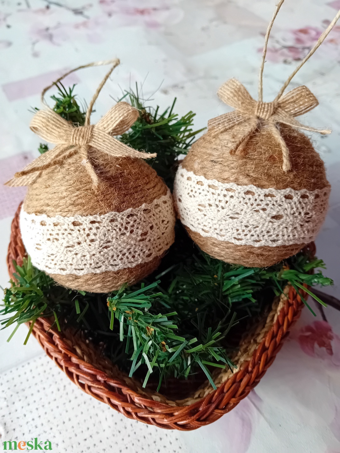 Karácsonyfadísz, natúr gömb dekoráció - karácsony - karácsonyi lakásdekoráció - karácsonyfadíszek - Meska.hu