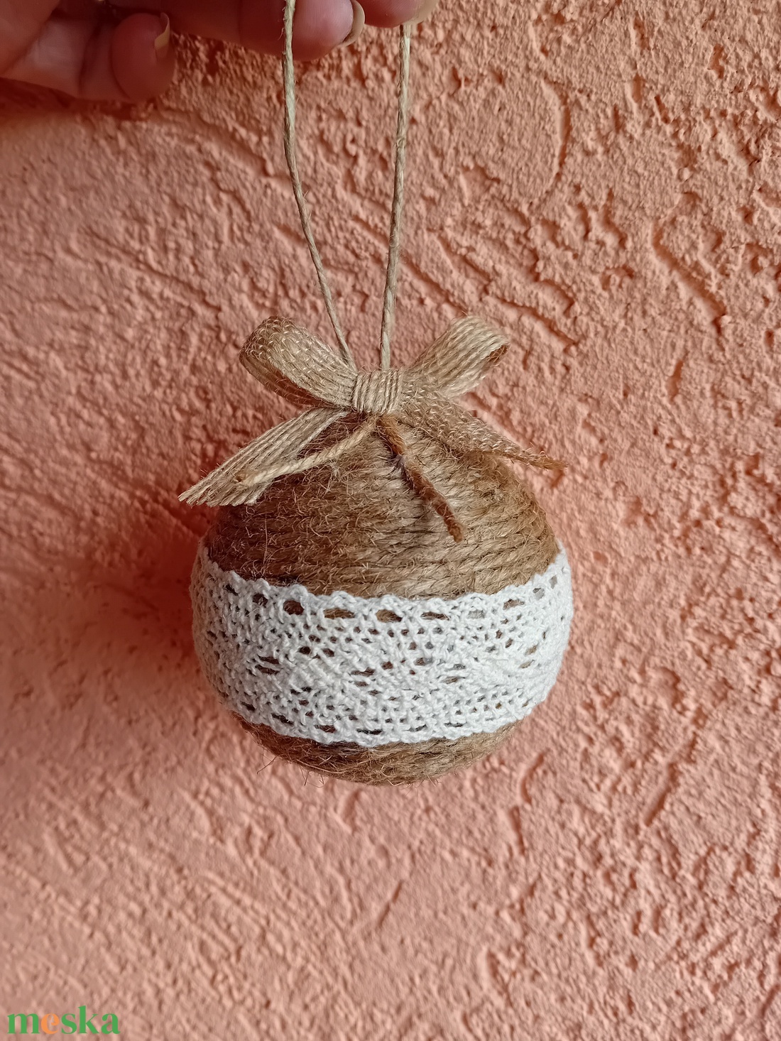 Karácsonyfadísz, natúr gömb dekoráció - karácsony - karácsonyi lakásdekoráció - karácsonyfadíszek - Meska.hu