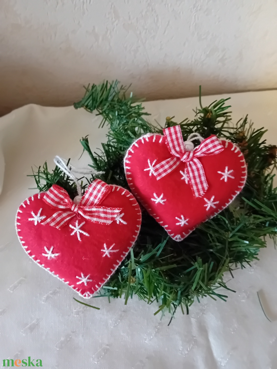 Karácsonyfadísz, szív dekoráció, - karácsony - karácsonyi lakásdekoráció - karácsonyfadíszek - Meska.hu