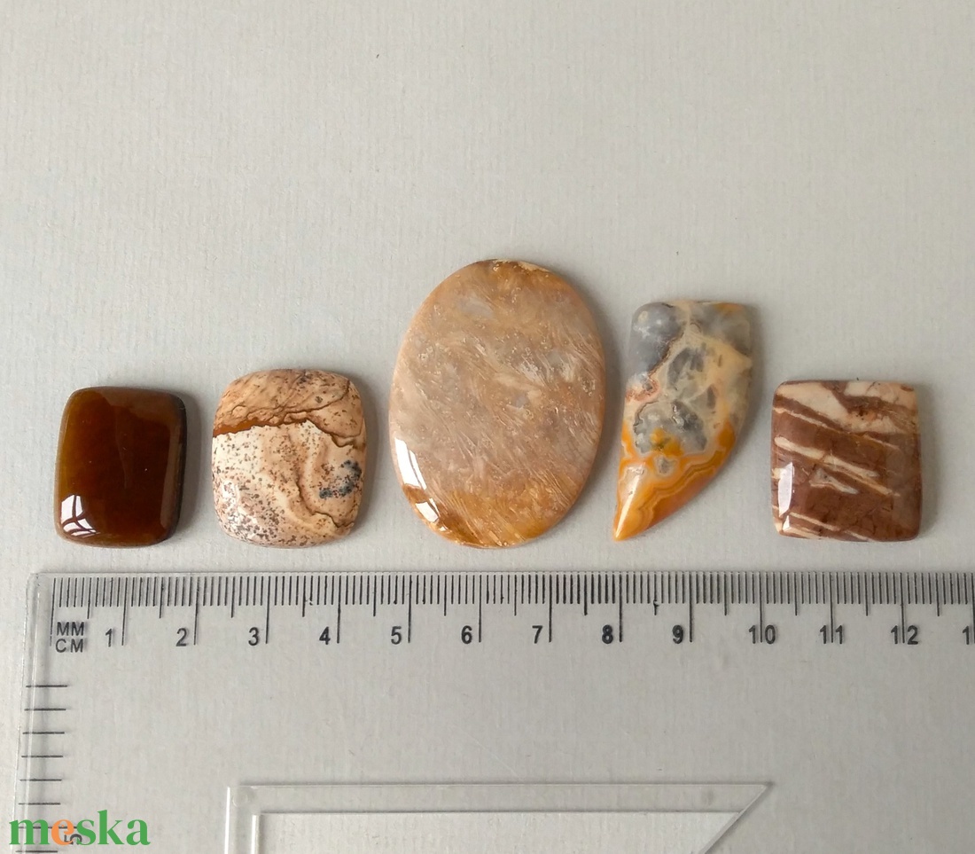 5 db ásvány kaboson ajándék zacskóban 2. - kellékek & szerszámok - gyöngyfűzés kellékek - cabochon - Meska.hu