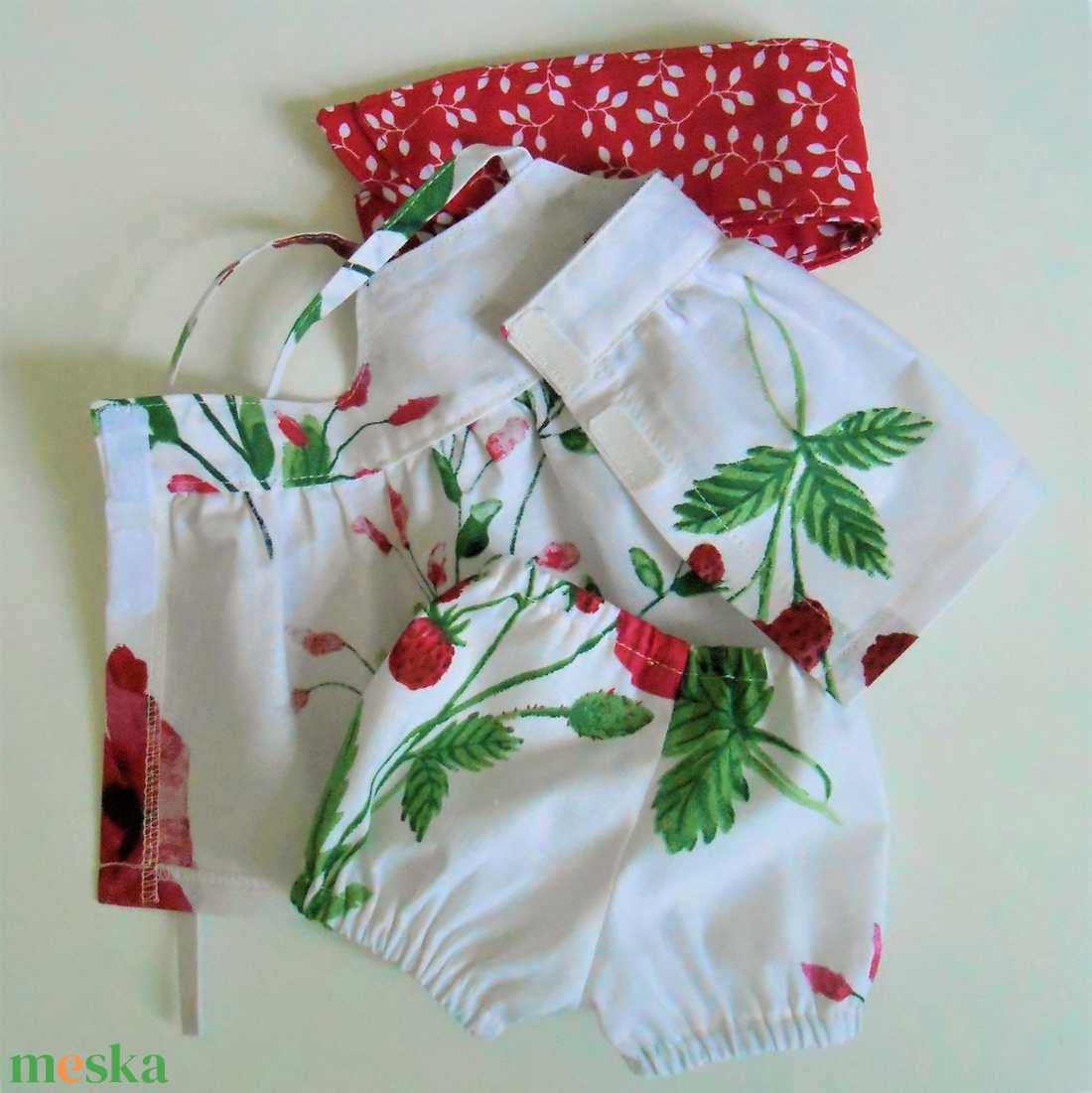 Szamócás-málnás 3 részes öltözék Paola Reina babára - játék & sport - baba & babaház - babaruha, babakellék - Meska.hu