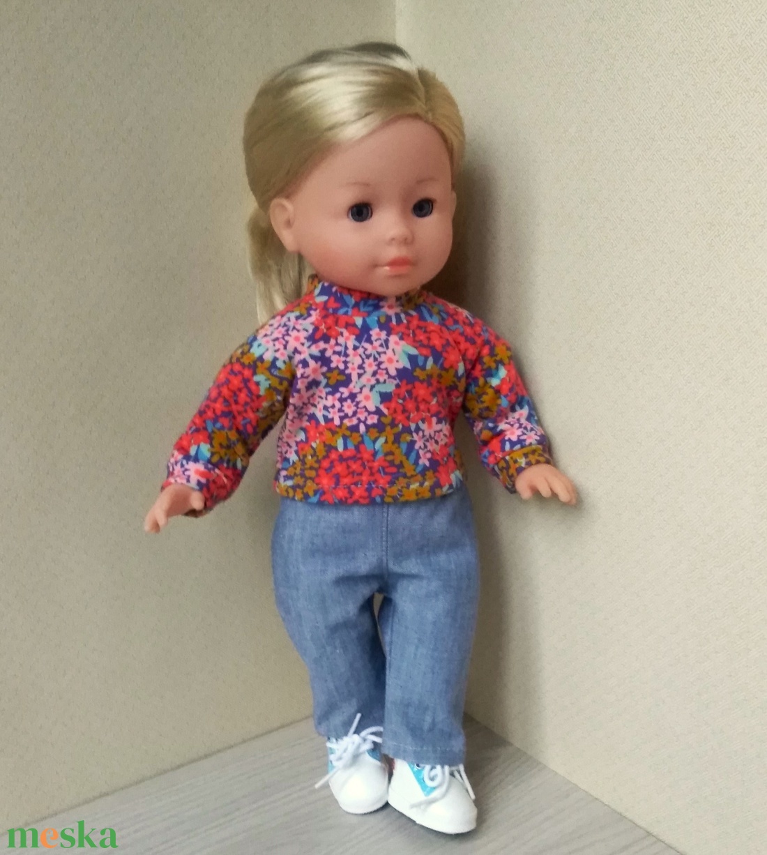 Virágos pólós öltözék Ma Corolle babáknak - játék & sport - baba & babaház - babaruha, babakellék - Meska.hu