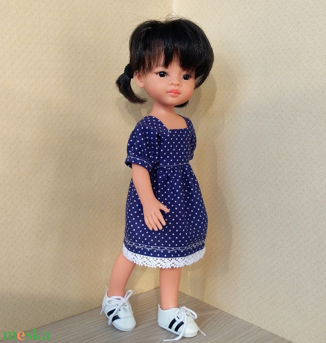 Kékfestő ruha 32 cm-s Paola Reina babáknak - játék & sport - baba & babaház - babaruha, babakellék - Meska.hu