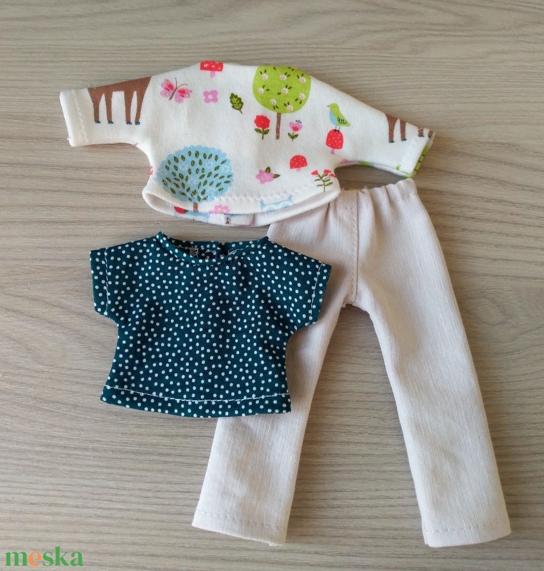 Rugalmas vászonnadrág, két pólóval, Paola Reina babáknak - játék & sport - baba & babaház - játékbaba, babakellék - Meska.hu