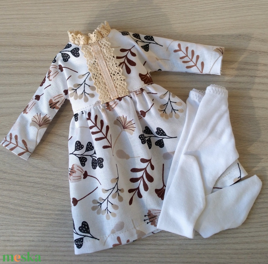 Nyakfodros ruha harisnya nadrággal Paola Reina babáknak - játék & sport - baba & babaház - babaruha, babakellék - Meska.hu