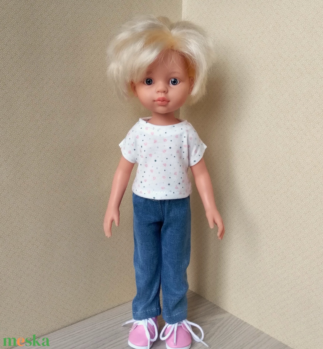 Elasztikus farmer, két pólóval, Paola Reina babáknak - játék & sport - baba & babaház - babaruha, babakellék - Meska.hu