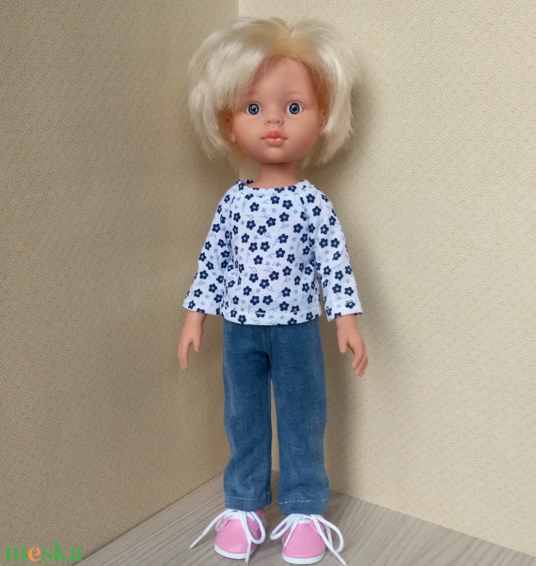 Elasztikus farmer, két pólóval, Paola Reina babáknak - játék & sport - baba & babaház - babaruha, babakellék - Meska.hu