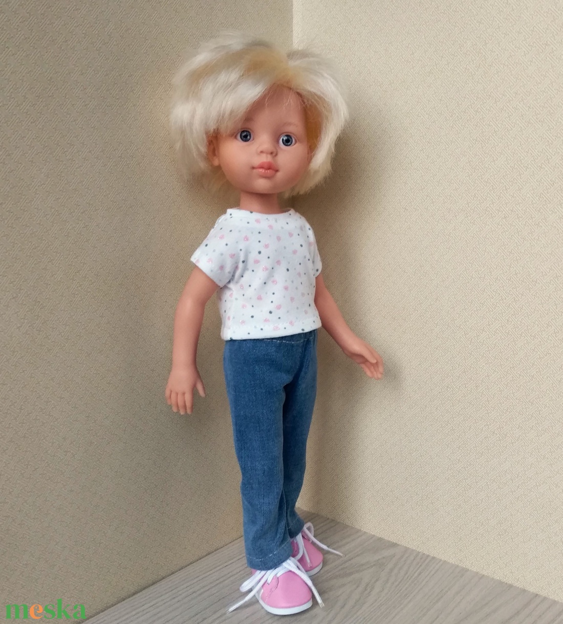 Elasztikus farmer, két pólóval, Paola Reina babáknak - játék & sport - baba & babaház - babaruha, babakellék - Meska.hu