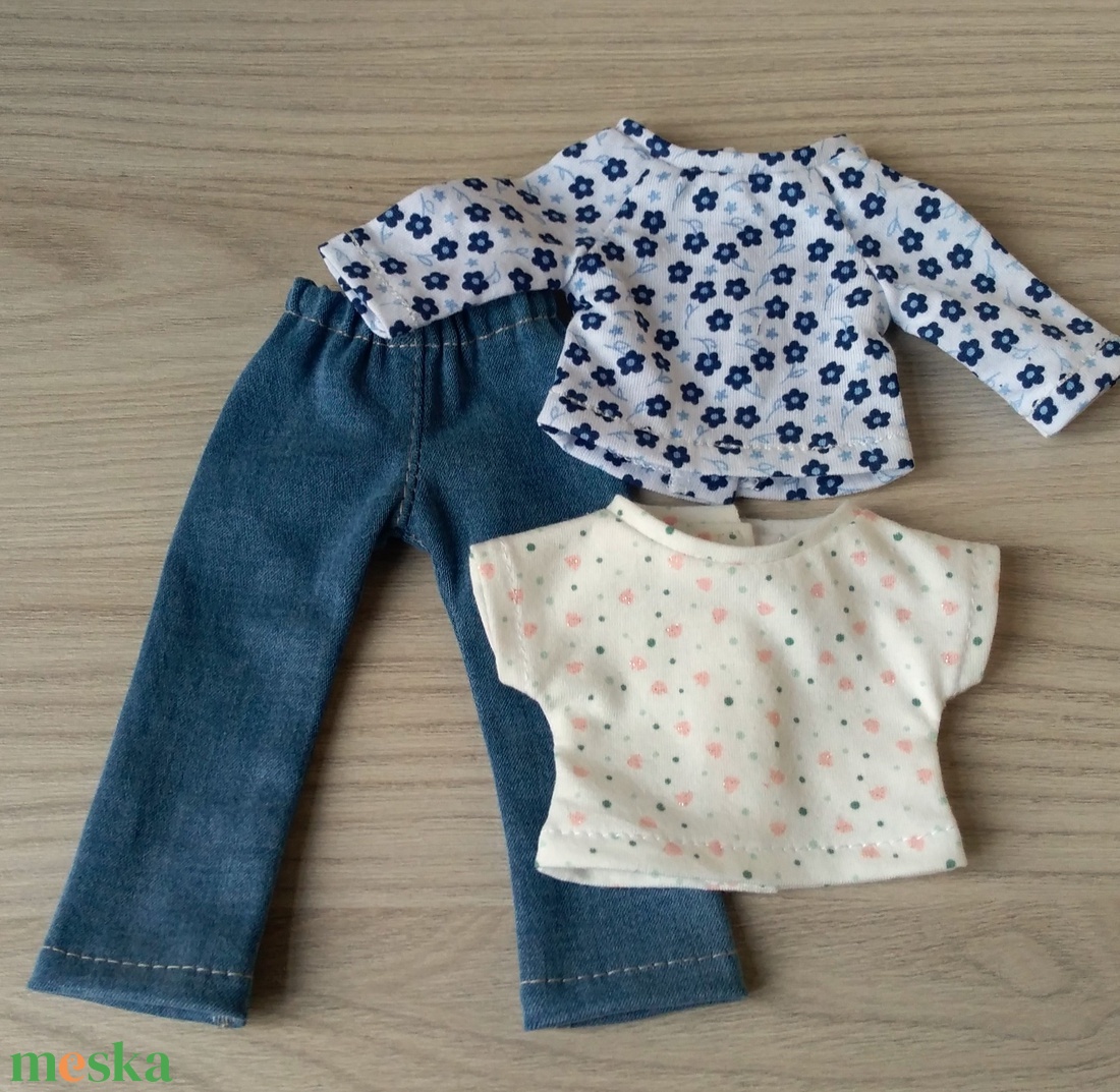 Elasztikus farmer, két pólóval, Paola Reina babáknak - játék & sport - baba & babaház - babaruha, babakellék - Meska.hu