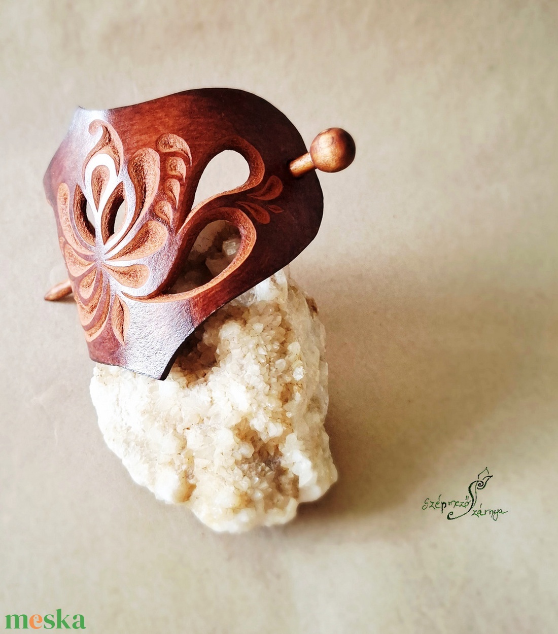 Kalocsai fantázia - bőr kontycsat - ruha & divat - hajdísz & hajcsat - hajcsat & hajtű - Meska.hu