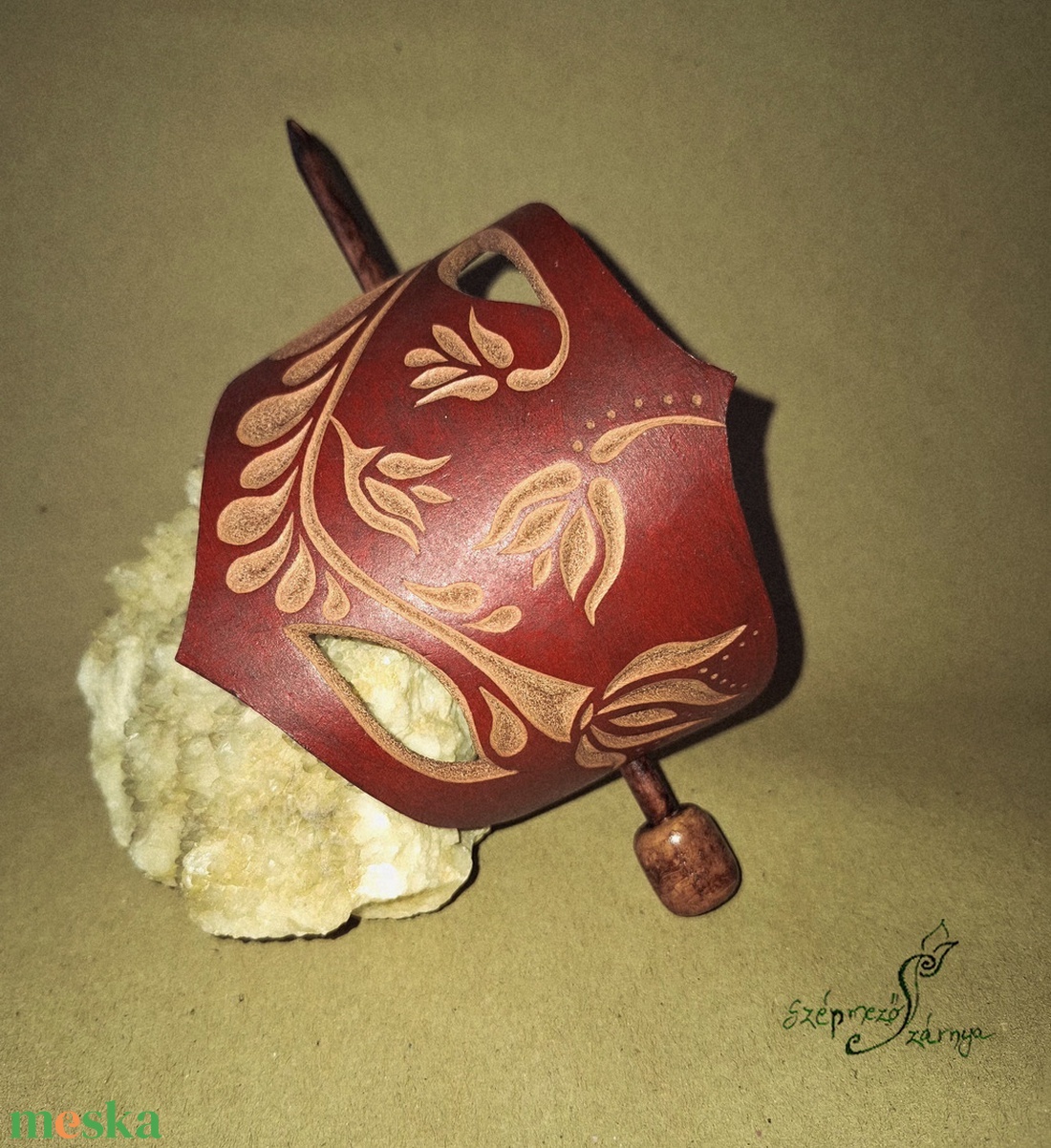 Virágzás - nagy bőr kontycsat - ruha & divat - hajdísz & hajcsat - hajcsat & hajtű - Meska.hu