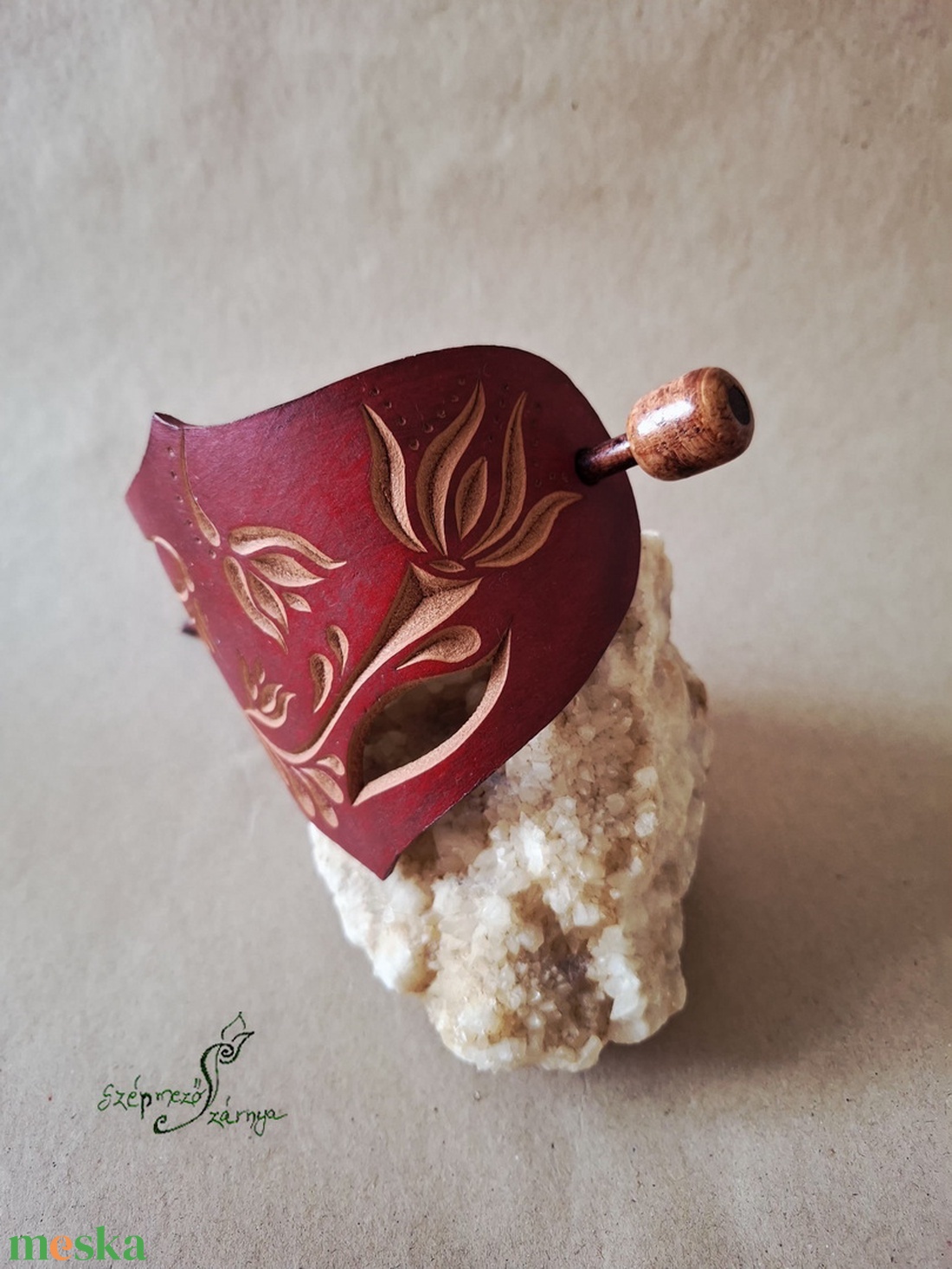 Virágzás - nagy bőr kontycsat - ruha & divat - hajdísz & hajcsat - hajcsat & hajtű - Meska.hu