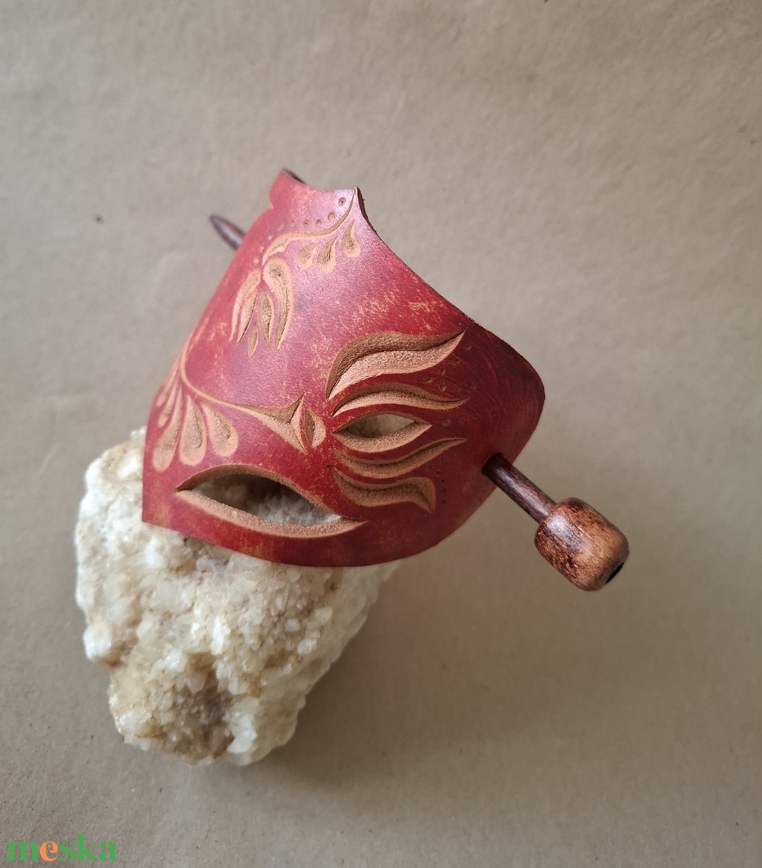 Virágom - nagy bőr kontycsat - ruha & divat - hajdísz & hajcsat - hajcsat & hajtű - Meska.hu