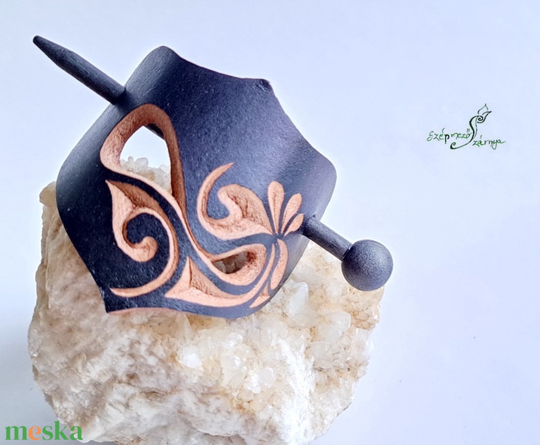 Álompor - bőr kontycsat - ruha & divat - hajdísz & hajcsat - hajcsat & hajtű - Meska.hu