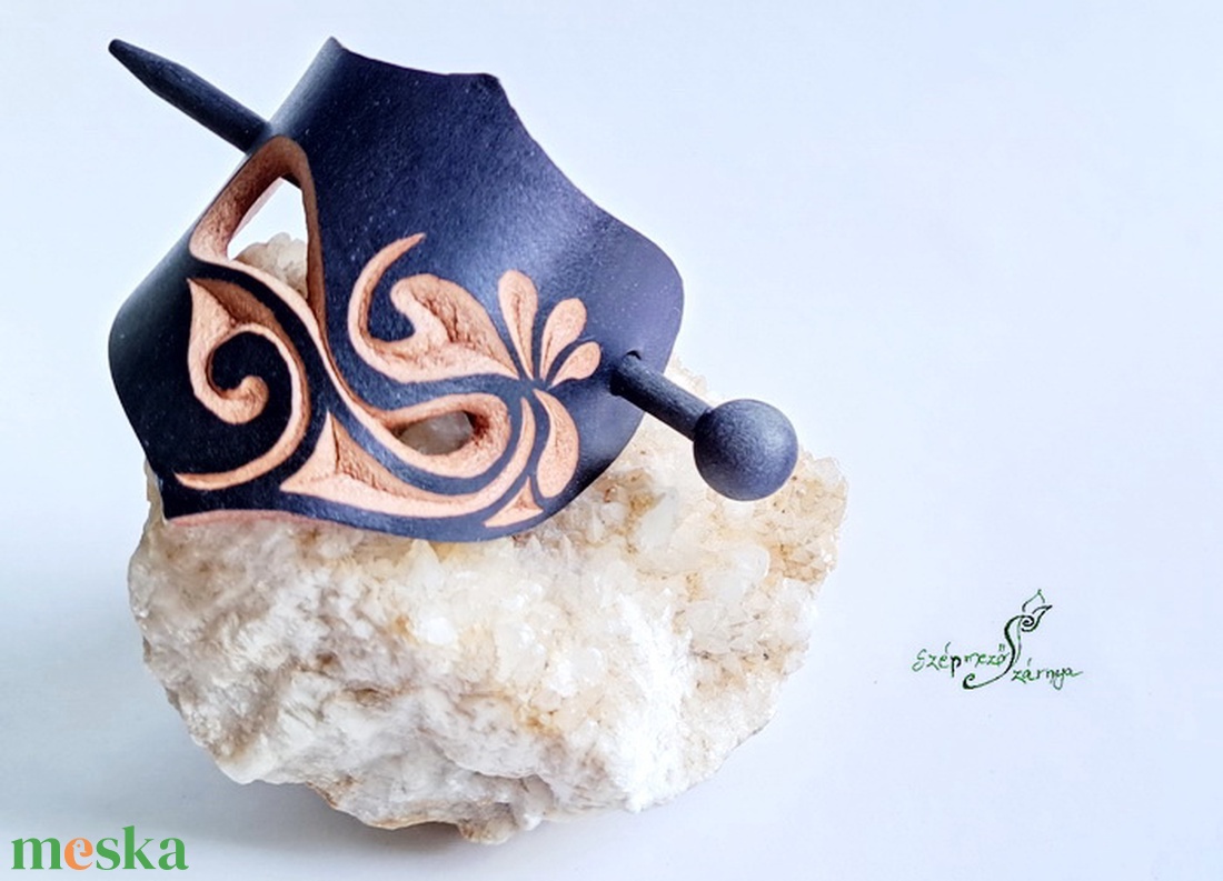 Álompor - bőr kontycsat - ruha & divat - hajdísz & hajcsat - hajcsat & hajtű - Meska.hu