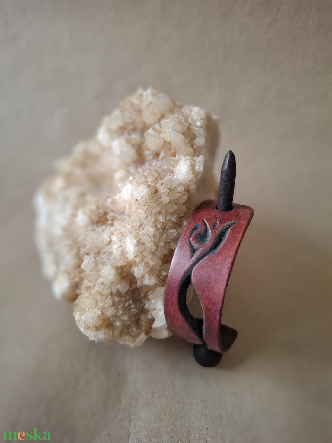 Vörösesbarna copf - bőr kontycsat - ruha & divat - hajdísz & hajcsat - hajcsat & hajtű - Meska.hu