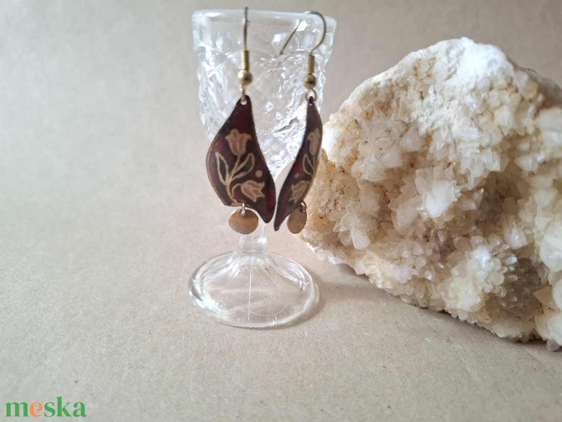 Tulipános tűzzománc füli - ékszer - fülbevaló - lógó fülbevaló - Meska.hu