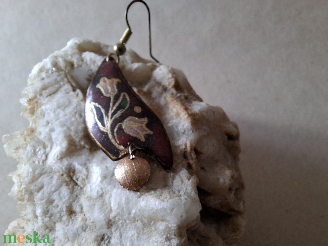 Tulipános tűzzománc füli - ékszer - fülbevaló - lógó fülbevaló - Meska.hu