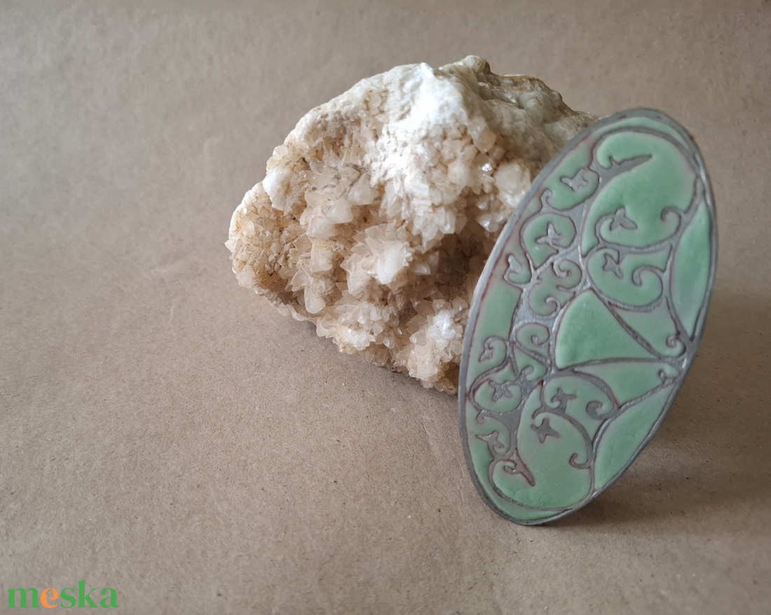 Babérzöld - Tűzzománc francia csat - ruha & divat - hajdísz & hajcsat - hajdísz - Meska.hu