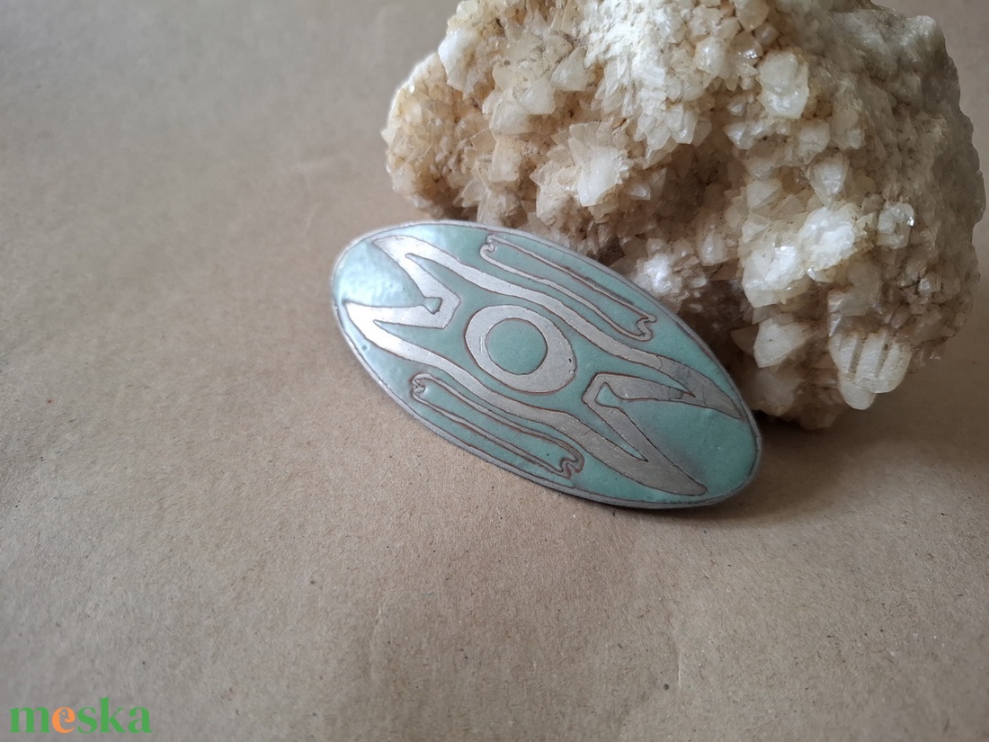 Babérzöld - Tűzzománc francia csat - ruha & divat - hajdísz & hajcsat - hajdísz - Meska.hu