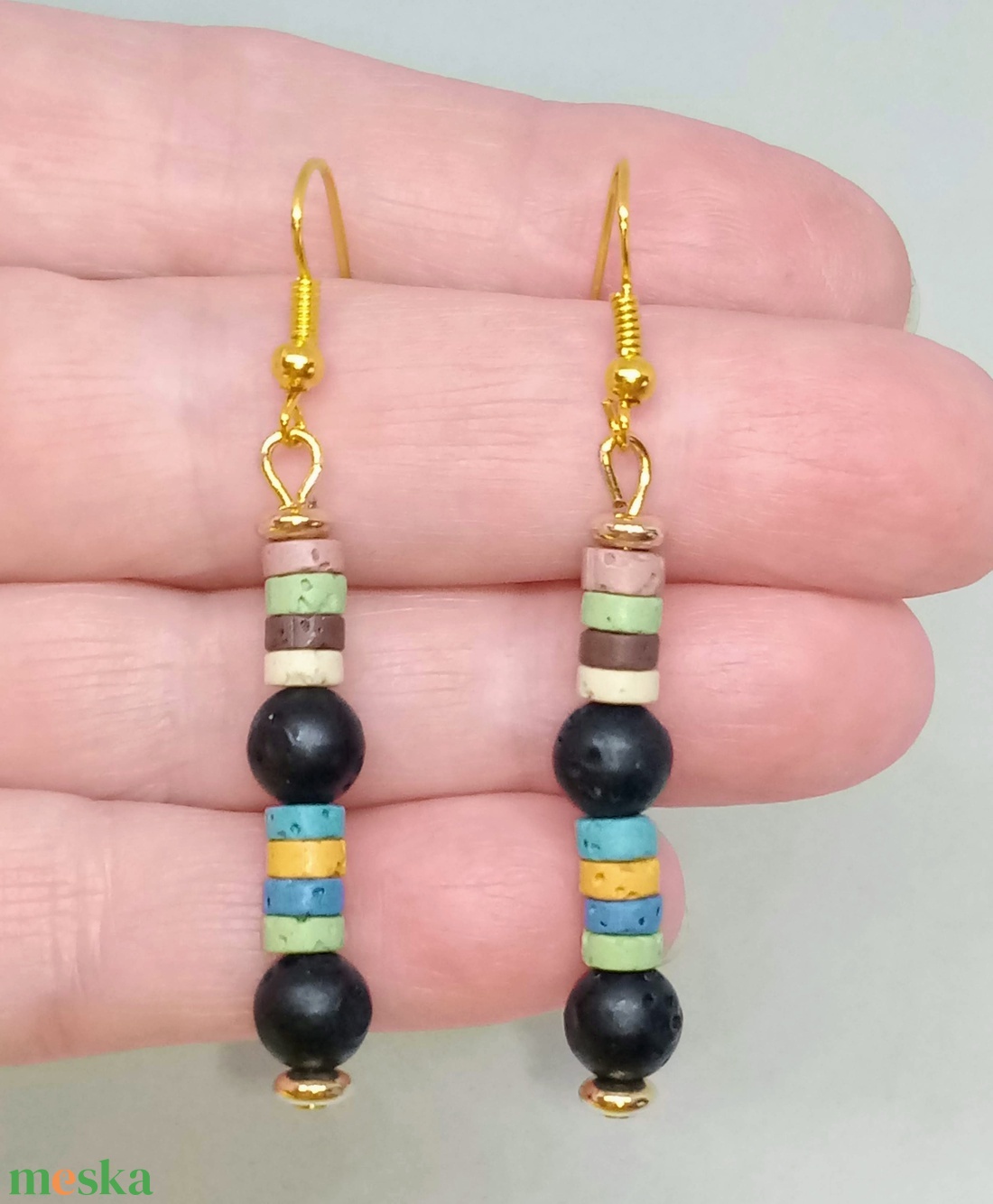 Lávakő nyaklánc és fülbevaló ásvány szett - ékszer - ékszerszett - Meska.hu