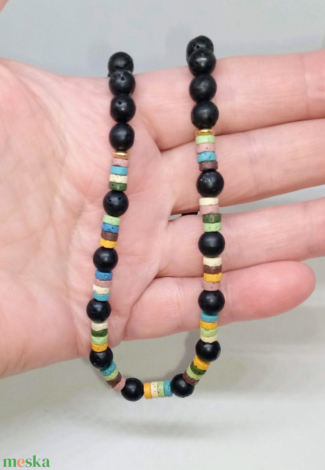 Lávakő nyaklánc és fülbevaló ásvány szett - ékszer - ékszerszett - Meska.hu