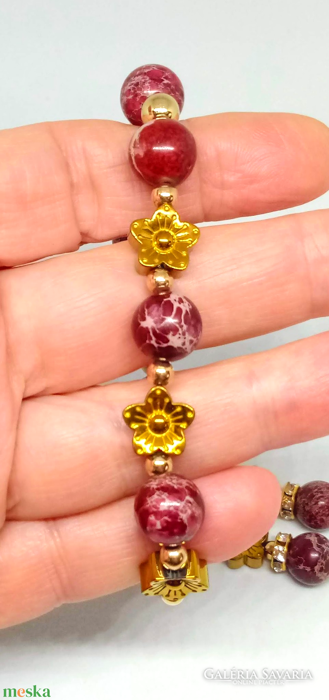 Bordó regalit karkötő és fülbevaló szett - ékszer - ékszerszett - Meska.hu