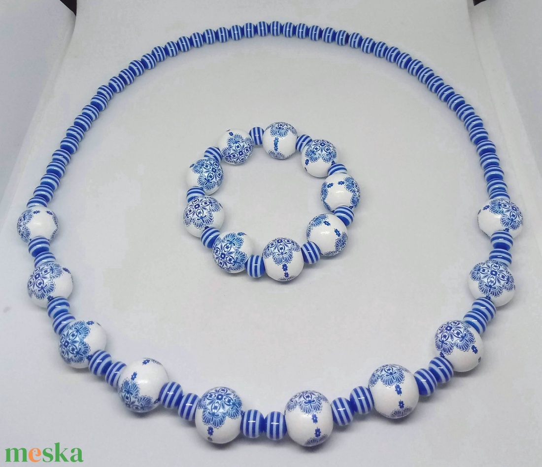 Holland Delfti mintás ékszerszett - ékszer - ékszerszett - Meska.hu