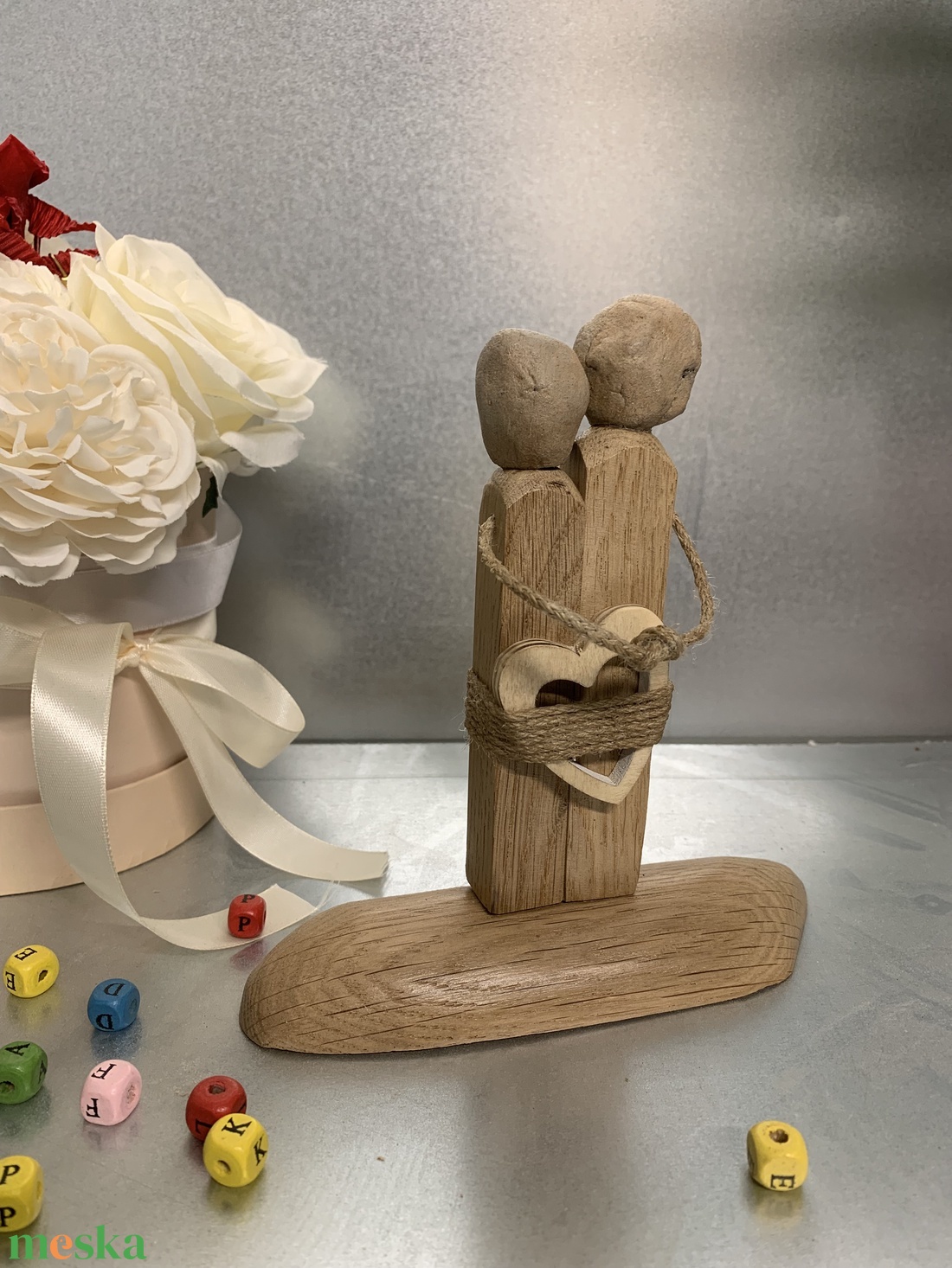 Szerelmes pár szívvel  (AD12) - otthon & életmód - dekoráció - dísztárgy - Meska.hu