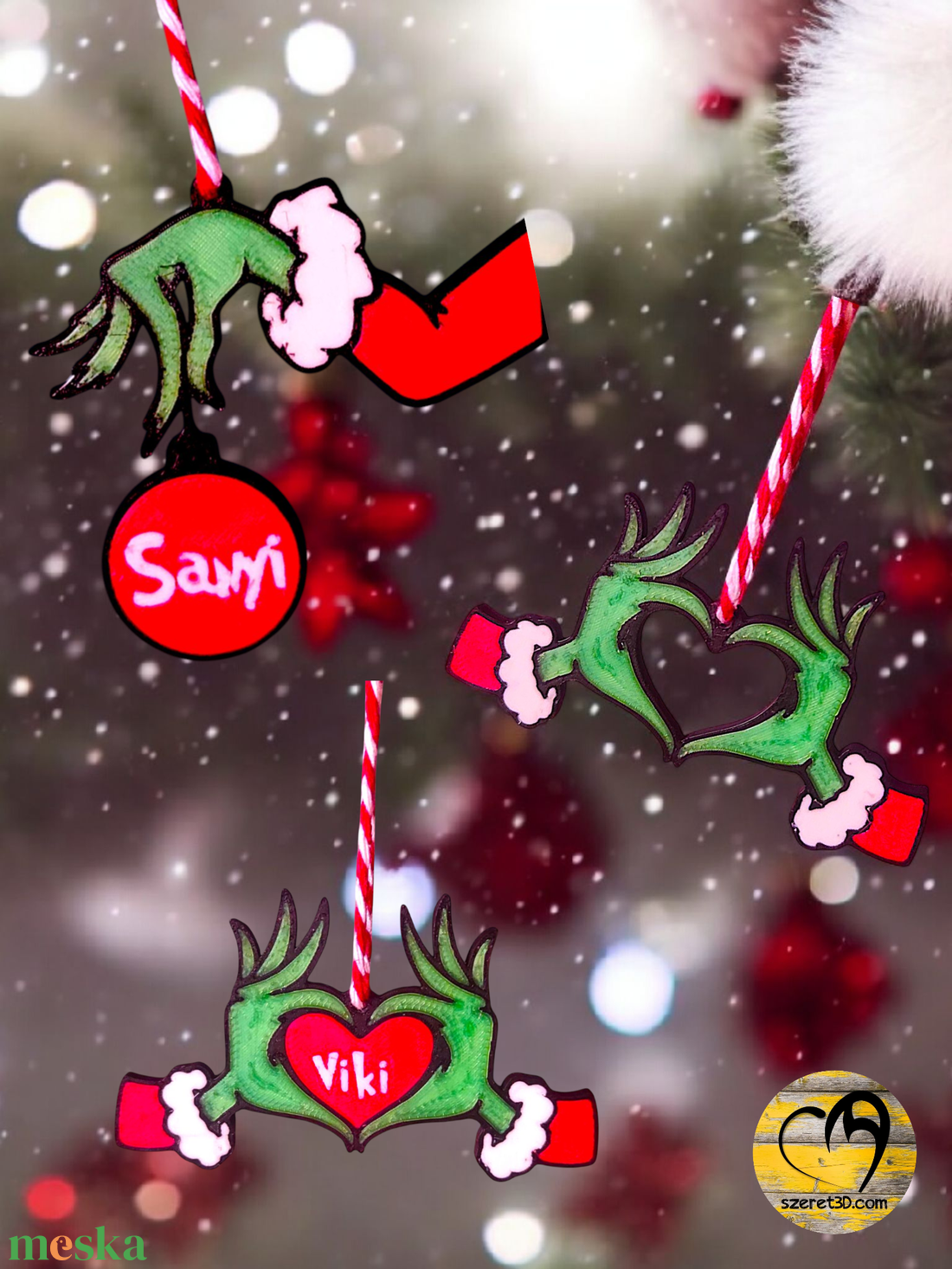 Grincs karácsonyfadísz - Többféle változatban - karácsony - karácsonyi lakásdekoráció - karácsonyfadíszek - Meska.hu