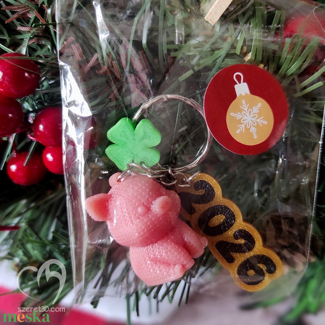 Újévi szerencsemalac kulcstartó - táska & tok - kulcstartó & táskadísz - kulcstartó - Meska.hu