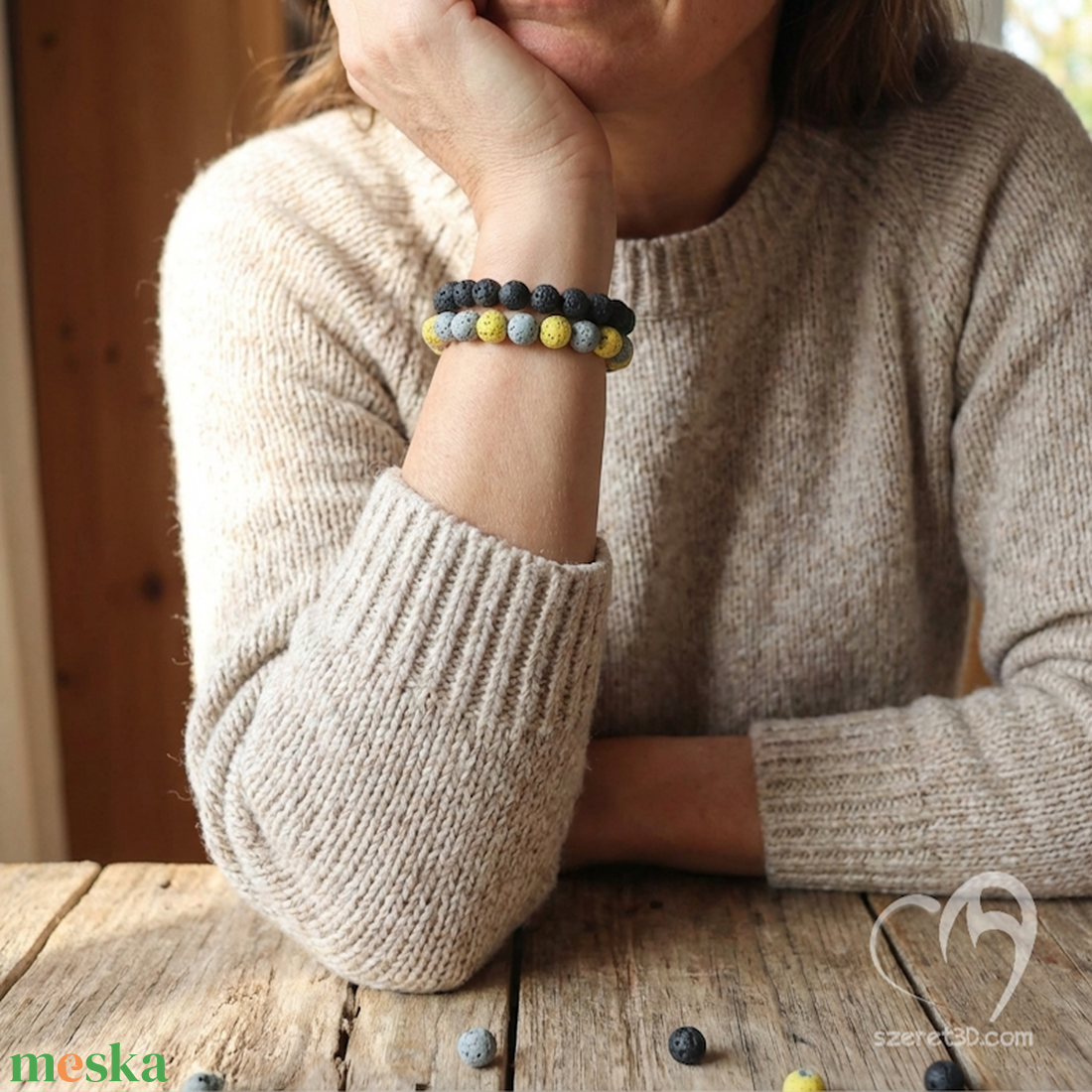 Lávakő karkötő � többféle színből - ékszer - karkötő - ásványkarkötő - Meska.hu