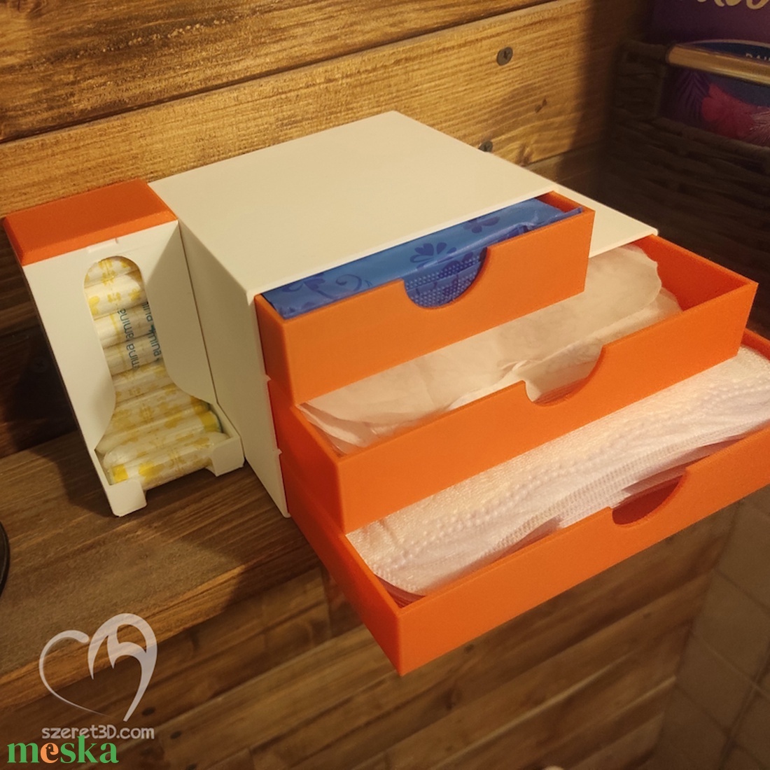 Betét- és tampon tartó fiókos szekrény - szépségápolás - intim higiénia - egészségügyi tartó - Meska.hu