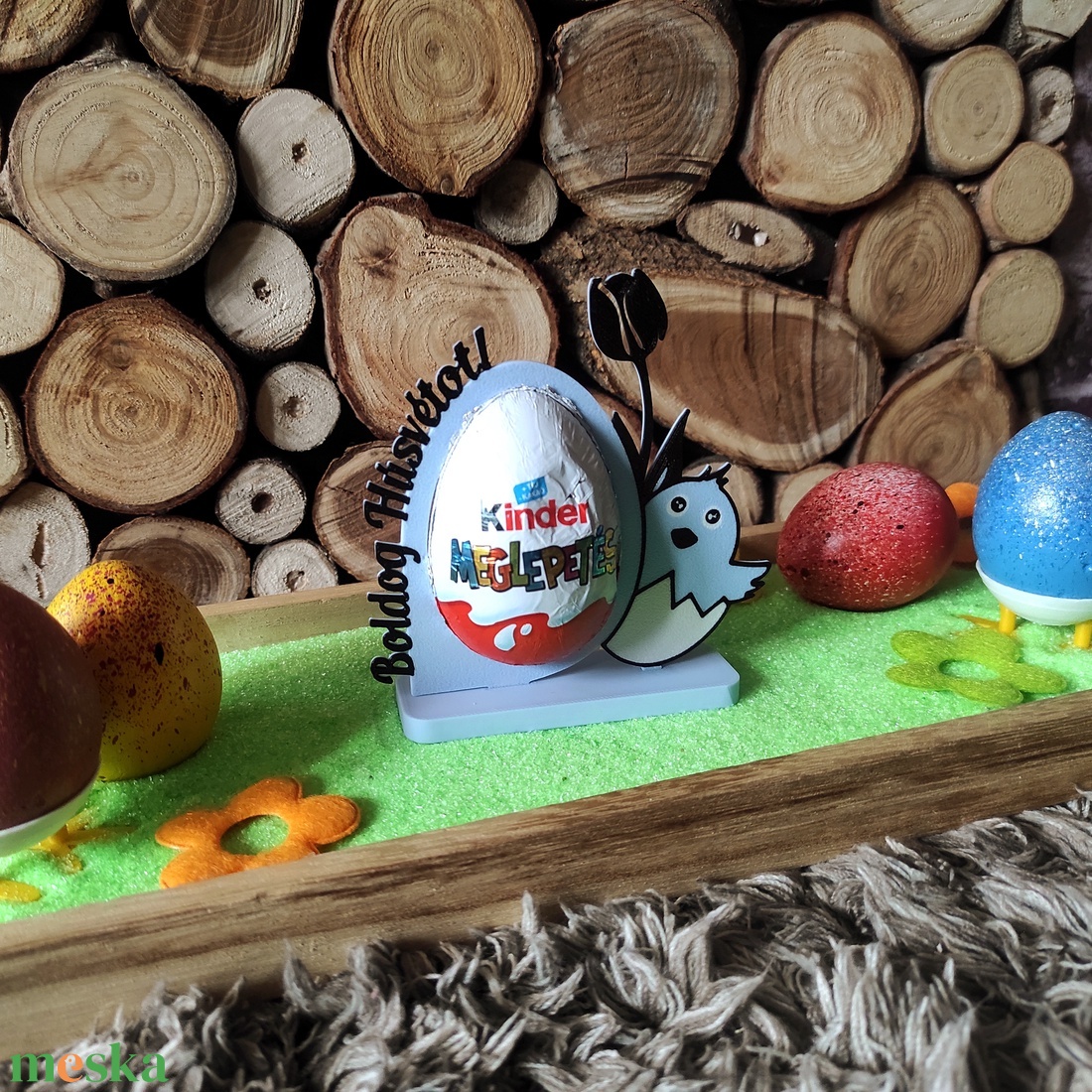 Húsvéti Kindertojás tartó - ünnepi díszek, dekorációk - húsvéti díszek és dekorációk - húsvéti tojástartó - Meska.hu