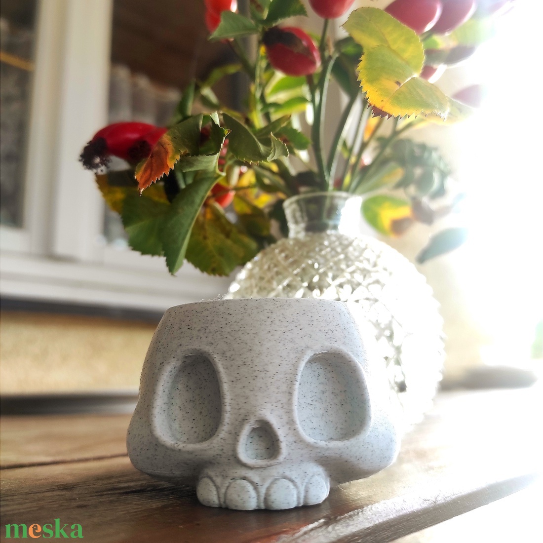 Koponya mécsestartó LED mécseshez - otthon & életmód - dekoráció - halloween - halloweeni lámpás - Meska.hu