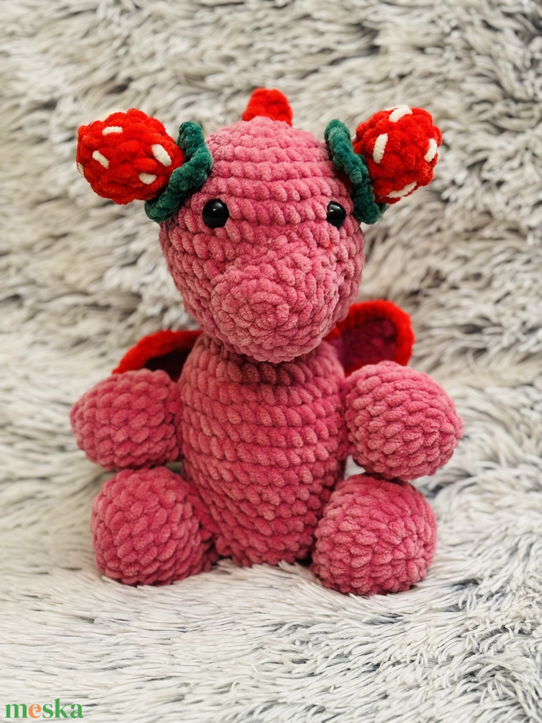 Horgolt eper sárkány - játék & sport - plüssállat & játékfigura - plüss sárkány - Meska.hu