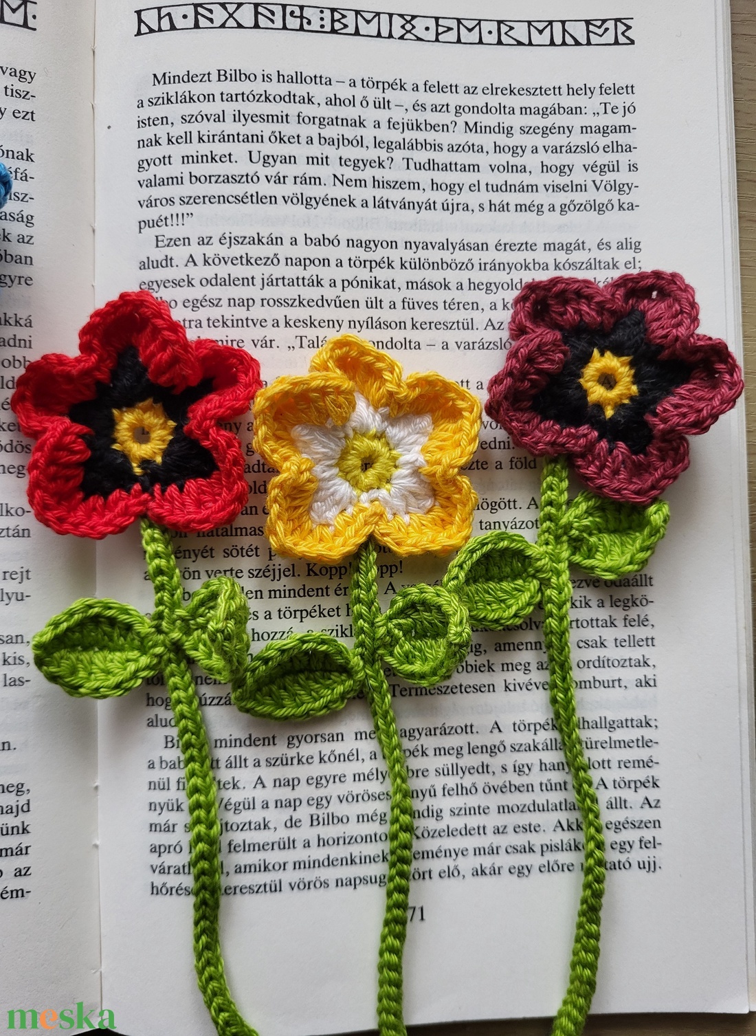 Horgolt pipacsos könyvjelző - könyv & zene - könyvjelző - Meska.hu