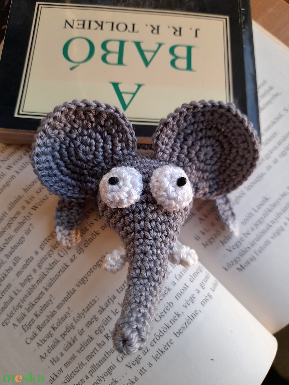 Horgolt elefántos könyvjelző  - könyv & zene - könyvjelző - Meska.hu