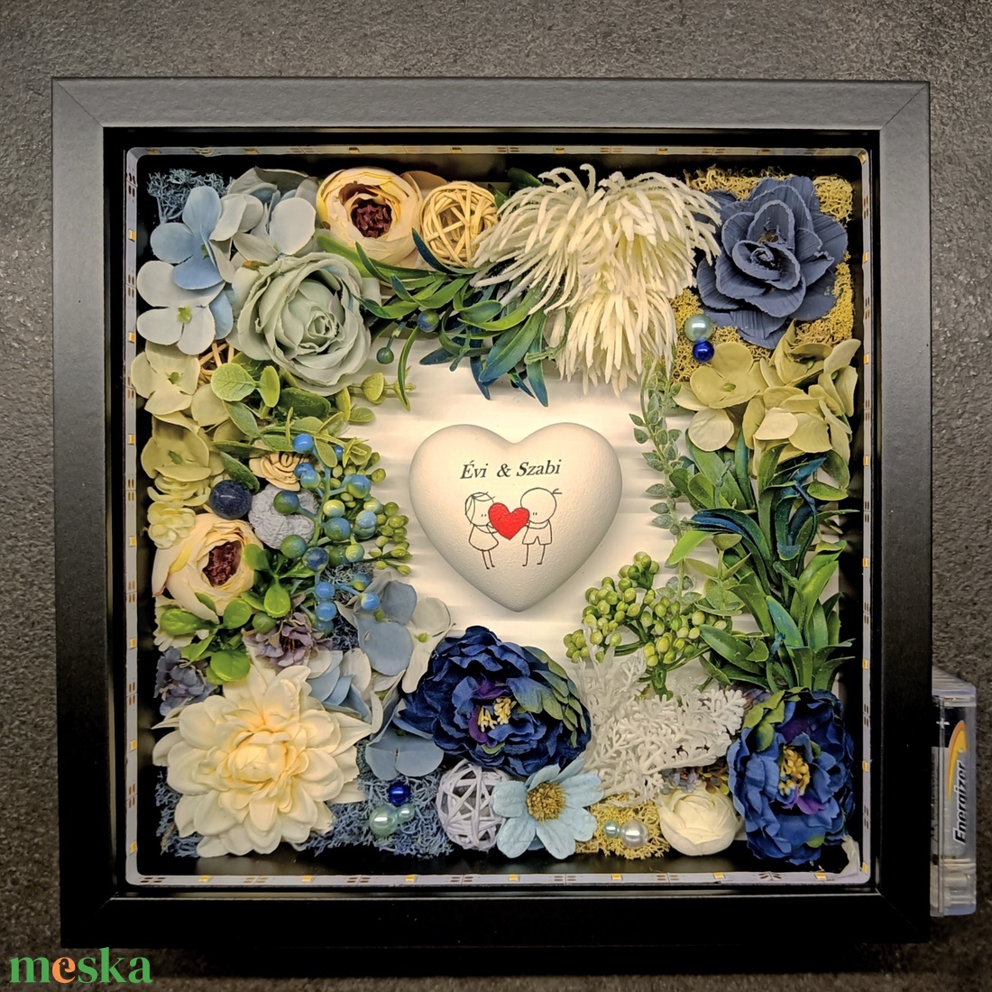 Selyemvirág kép világítással esküvőre, házassági évfordulóra, emlékbe - esküvő - emlék & ajándék - nászajándék - Meska.hu