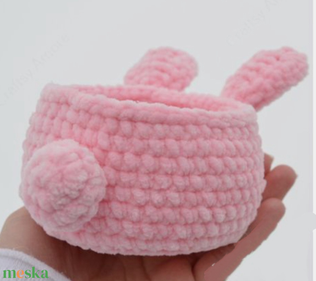 Húsvéti nyuszi horgolt tároló kosár - otthon & életmód - dekoráció - asztal és polc dekoráció - dekorációs tál, tartó - Meska.hu