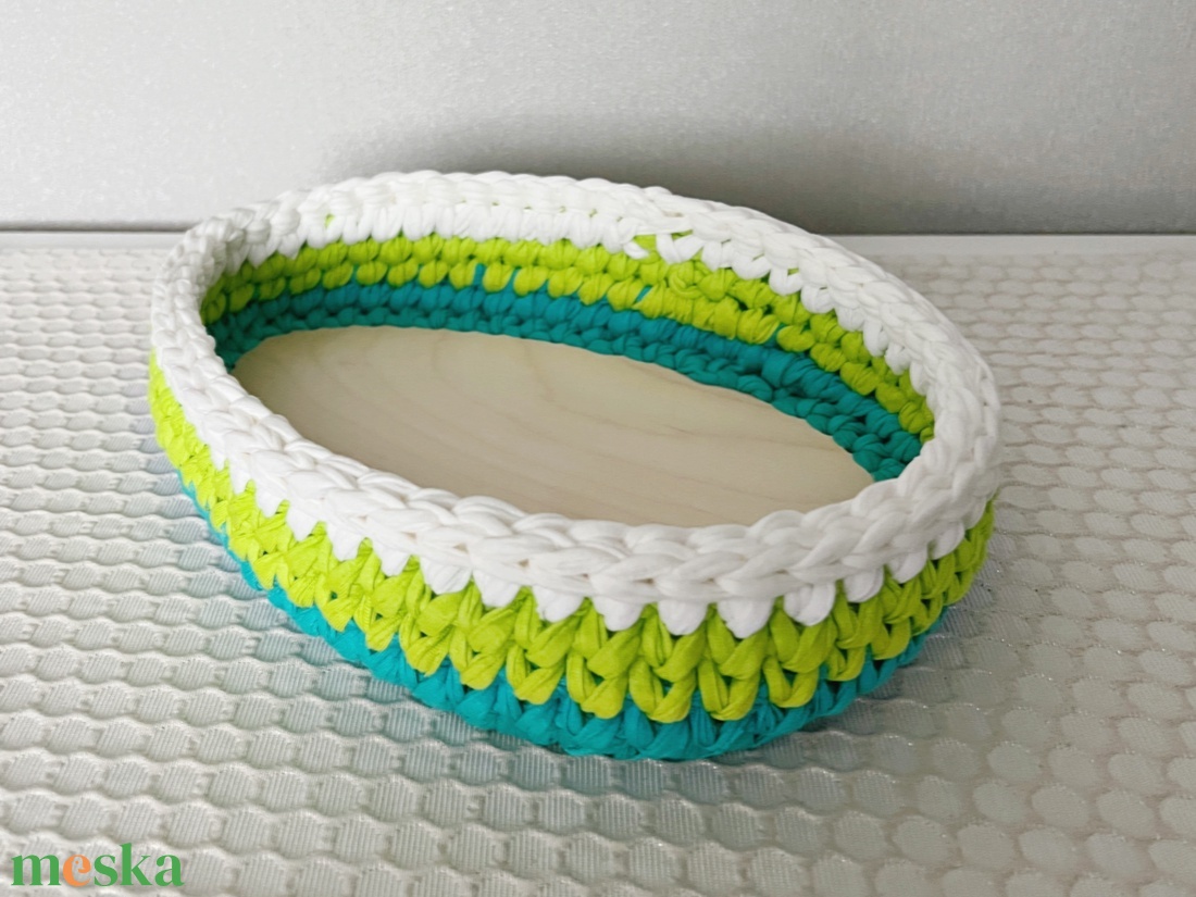 Horgolt kosár tojás alappal - otthon & életmód - tárolás & rendszerezés - tárolókosár - Meska.hu