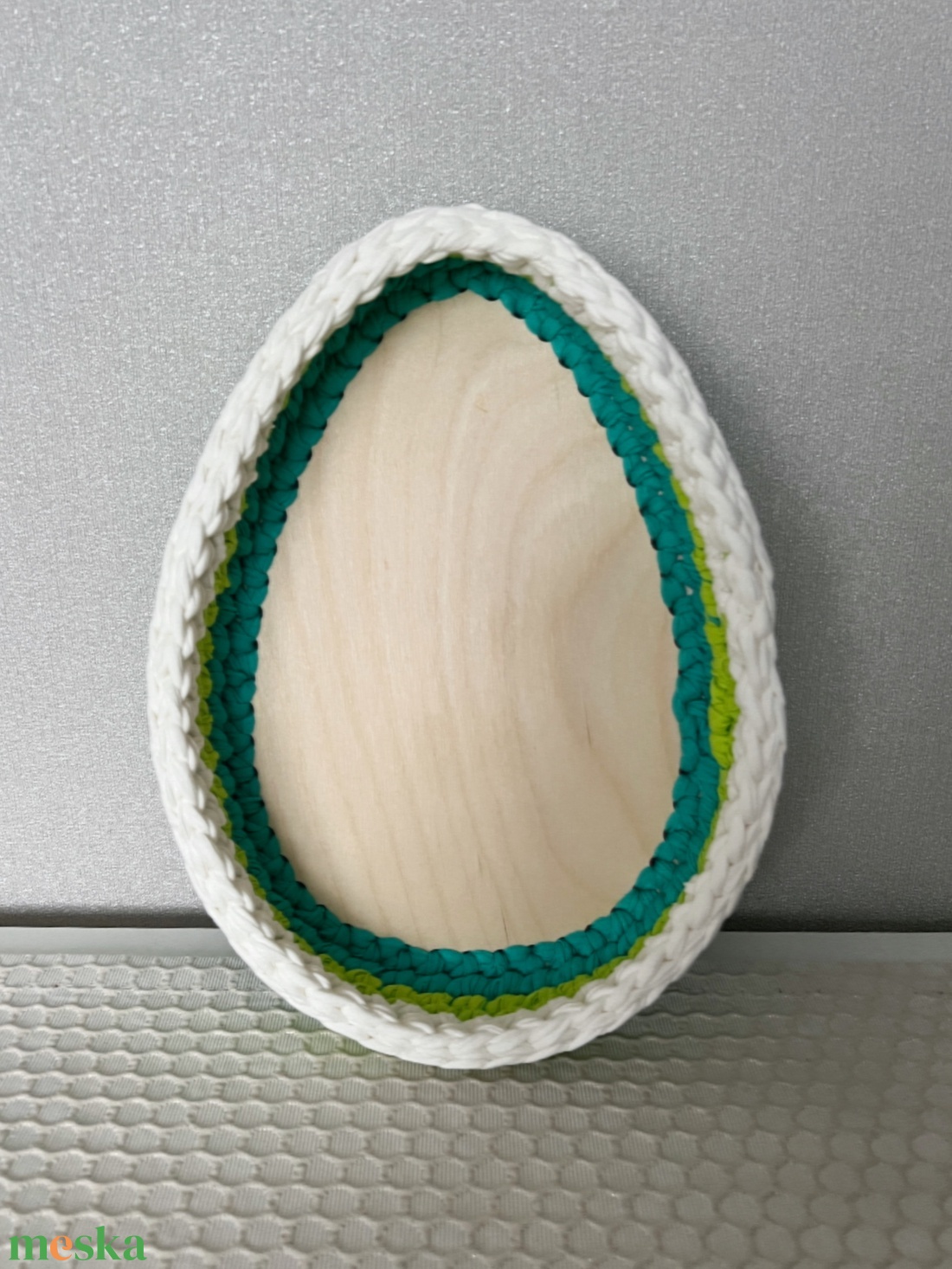 Horgolt kosár tojás alappal - otthon & életmód - tárolás & rendszerezés - tárolókosár - Meska.hu