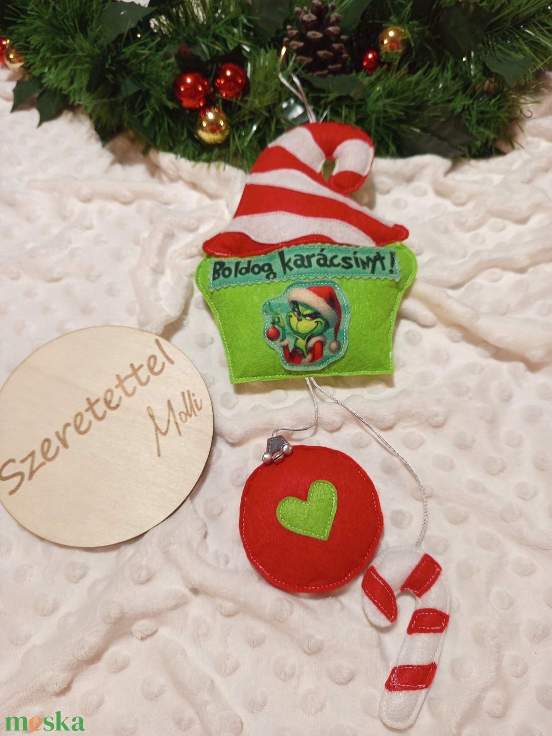 Grincs ajtódísz - karácsony - karácsonyi lakásdekoráció - karácsonyfa, grincsfa - Meska.hu