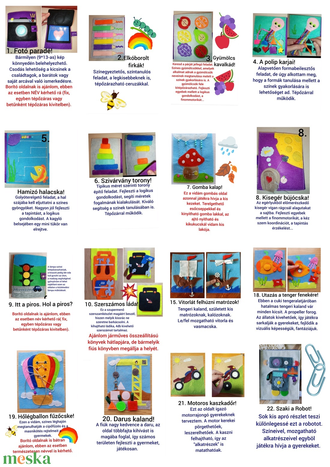 8 oldalas matatókönyv! Állítsd össze te magad! Személyre szabott matatókönyv, a gyermeked érdeklődésének megfelelően.  - baba - mama - baba játékok - textilkönyv & babakönyv - Meska.hu